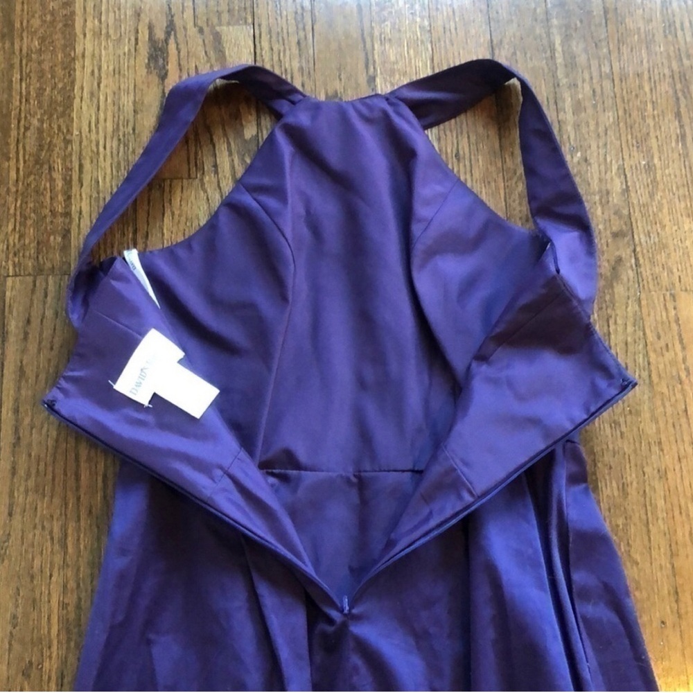 David's Bridal Purple Empire Waist Twist Halter Sleeveless Dress 10 Bridesmaids - Picture 7 of 7